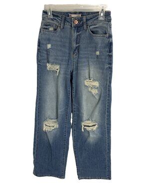 SO Womens Baggy Dad Jeans Highest Rise Distressed Denim Size 3